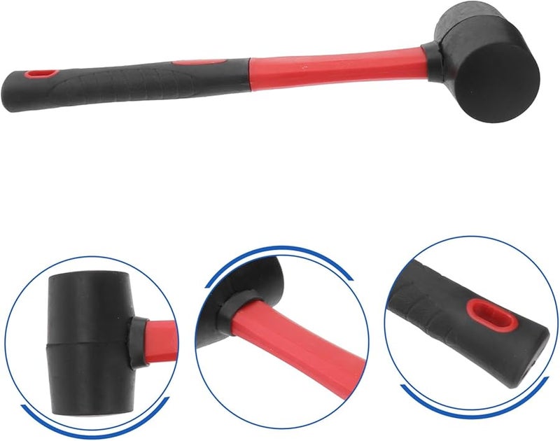 Rubber Mallet Hammer Non Slip Handle Double Faced Head For Flooring Woodworking Camping - Image 4